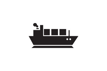 Obraz premium Container cargo ship black color vector silhouette illustration isolated in white background