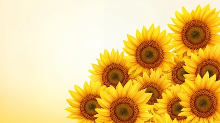 Obraz premium Closeup of Vibrant Yellow Sunflowers on a Warm Yellow Background