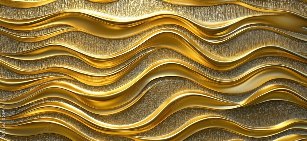 Poster Golden wave patterns with textured surface for elegant design backgrounds