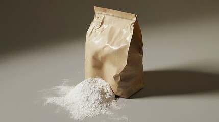 Open Paper Bag Spilling Flour on a Flat Surface