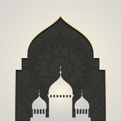 Decorative background for Ramadan with mosque themed design 