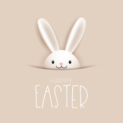 Cute background with Easter bunny peeking out 