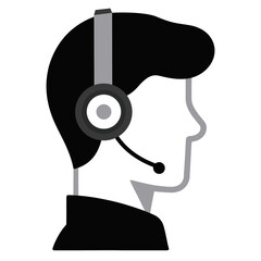 Icon of man in headphones with microphone.