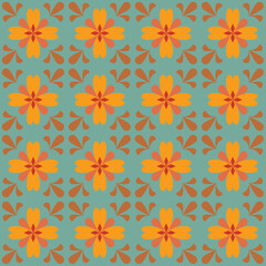 seamless floral pattern colorful wallpaper cover floor orange green