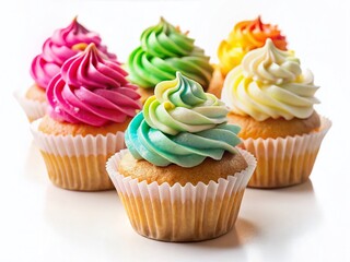 Delicious Cream Cupcakes Isolated on White Background - Perfect for Baking Blogs and Recipes