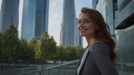 Confident Businesswoman in Modern Cityscape