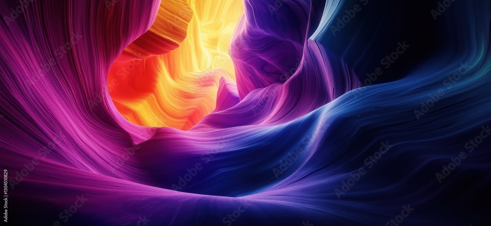 Poster vibrant abstract canyon landscape with flowing colors and dynamic light patterns