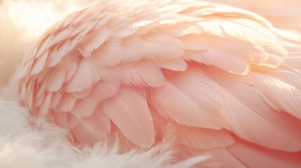 Obraz premium Serene Pink Flamingo Feathers: A Close-Up View of Delicate Texture and Soft Light