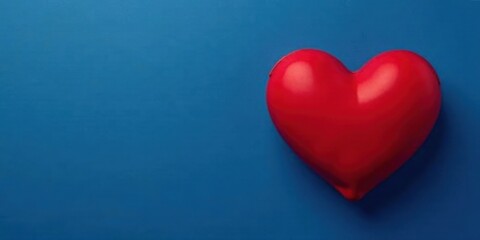Obraz premium A vibrant red heart shape against a deep blue background, symbolizing love and affection.