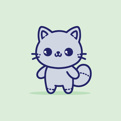 Fototapeta premium Cute cartoon cat. Kawaii animal character. Vector illustration.