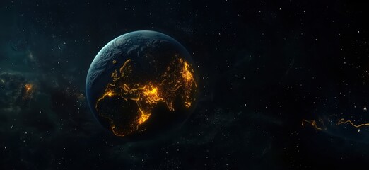 Earth illuminated by city lights in space showcasing global connectivity and beauty
