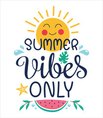 Summer vibes only typography t-shirt design
