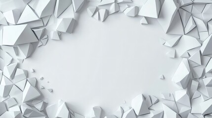 Obraz premium Abstract Geometric Background with White Broken Shapes and Space