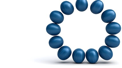 Blue Speckled Ovals in Circular Frame on White Background