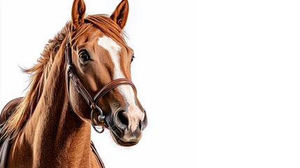 Obraz premium Chestnut Horse Portrait Against White Background