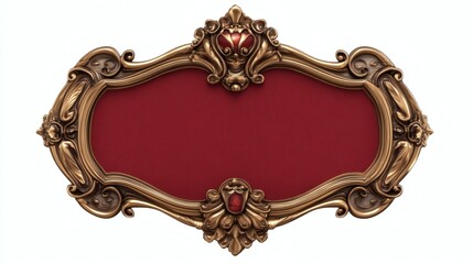 Ornate Vintage Frame with Red Fabric Center and Intricate Design