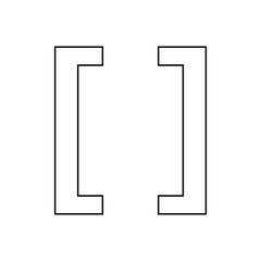 Outline [ ] square brackets, isolated vector on transparent background