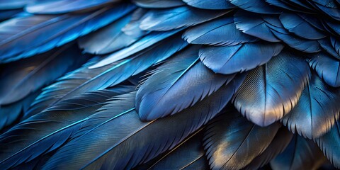 Close-up view showcasing the intricate details of a raven's glossy black feathers under natural light wallpaper, background, AI, feathers