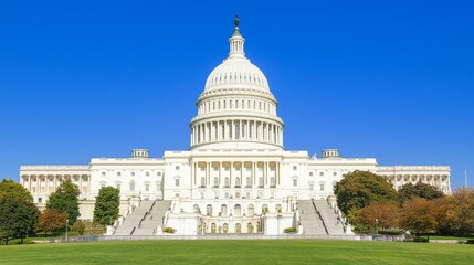 The east side of the US Capitol Building in Washington DC is shown in close-up detail