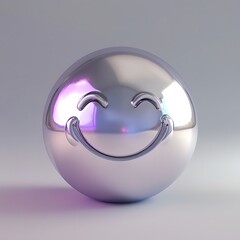 Smiley emoji in smooth silver with an elegant gradient from lavender to cream