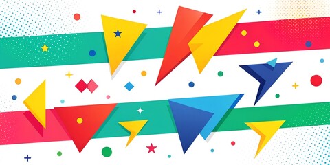 Colorful playful pop art banners with geometric shapes in a vibrant flat design style wallpaper, background, AI, art komiks