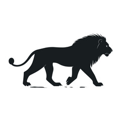 black silhouette of lion isolated vector illustration