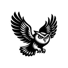 Owl logo vector illustration template. Simple design of animal and sticker hand drawing