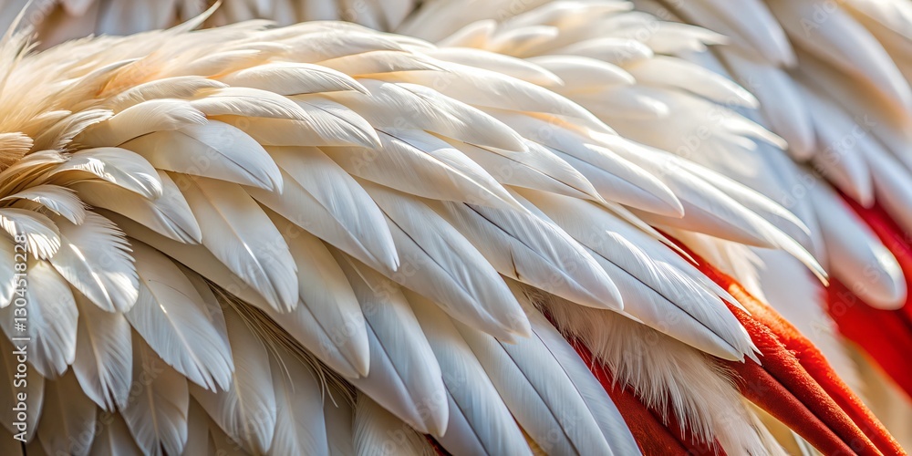 Poster detailed close-up of stork feathers showcasing intricate patterns and textures in a natural environm