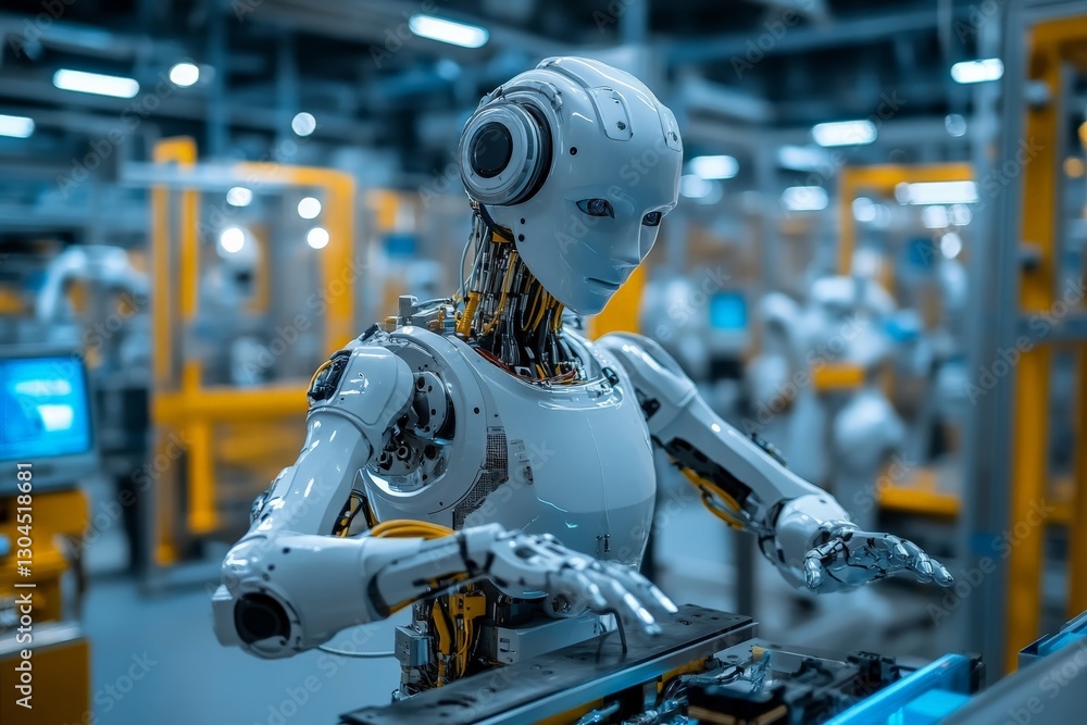 Aufkleber Robot performing assembly tasks in a modern manufacturing facility in the year 2023