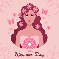 International Women's Day Vector illustration of diverse cartoon women