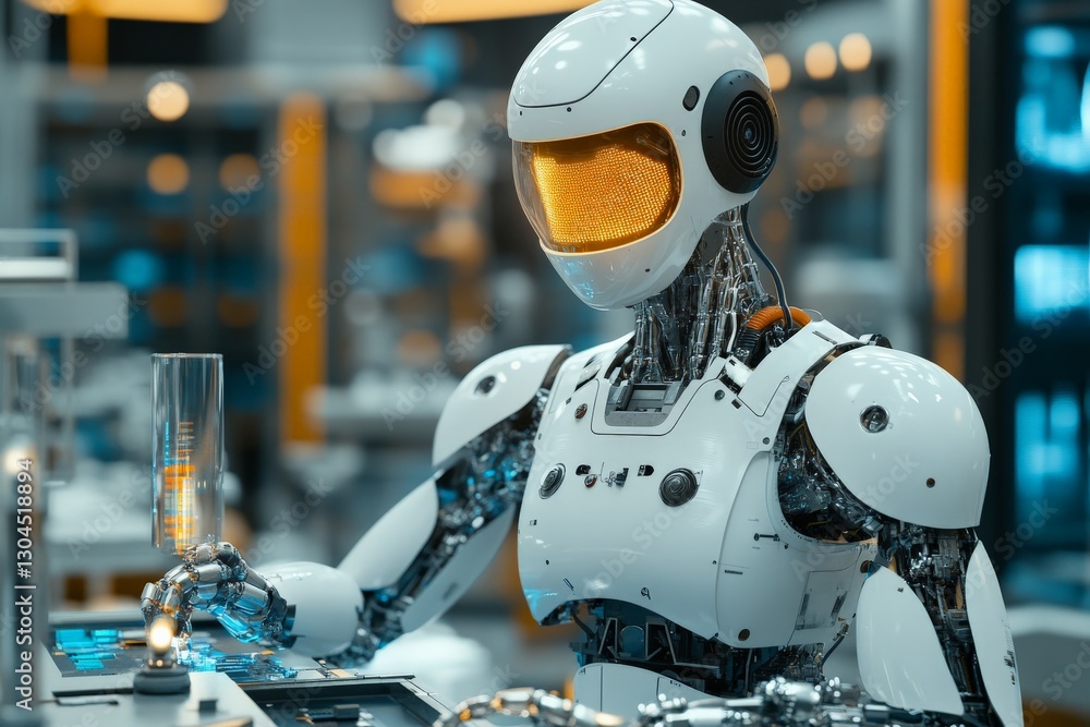 Poster Robotic assistant engaged in laboratory tasks within a high-tech research facility