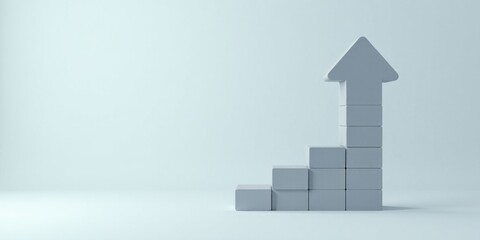 Fototapeta premium Abstract Upward Trend Stacked Blocks Forming an Arrow Representing Growth and Progress