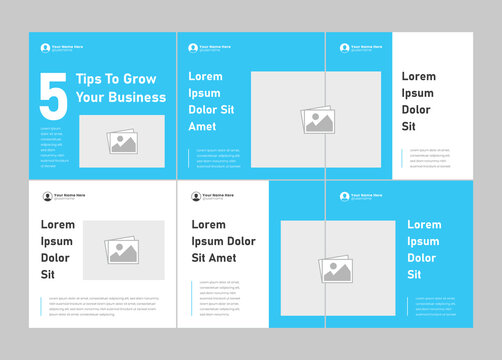 Microblog carousel slides template for social media. Tips sharing Instagram carousel template or LinkedIn carousel banner post