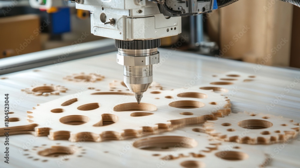 Poster advanced cnc router machine cutting intricate shapes into acrylic.