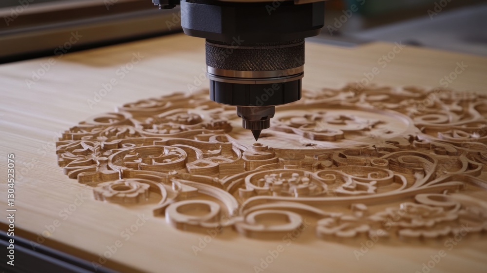 Poster advanced cnc router machine cutting intricate shapes into acrylic.