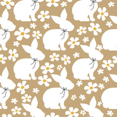  Easter bunny seamless pattern.Spring easter pattern for wrapping paper, textile, wallpaper.