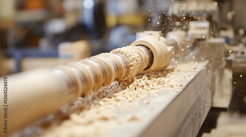Poster automated cnc metal lathe turning a workpiece at high speed.