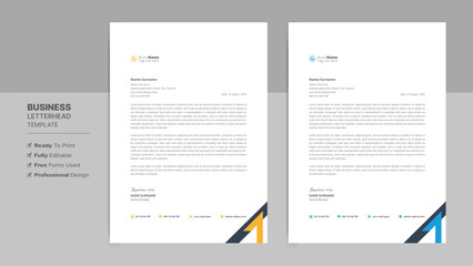 Creative letterhead format template, business style letterhead design template. Company letterhead template designs. Stationary template.