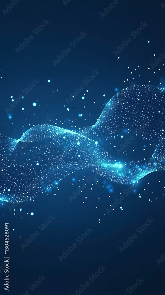 Poster Abstract background with glowing particles and flowing wave pattern design