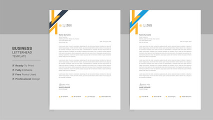 Creative letterhead format template, business style letterhead design template. Company letterhead template designs. Stationary template.