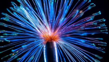 Ultra macro of a neon light filament, glowing with intense electrical energy, revealing the intricate details of the glowing filament and the surrounding light patterns.
