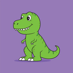 Cartoon dinosaur. Vector illustration of a cute dinosaur on a purple background.