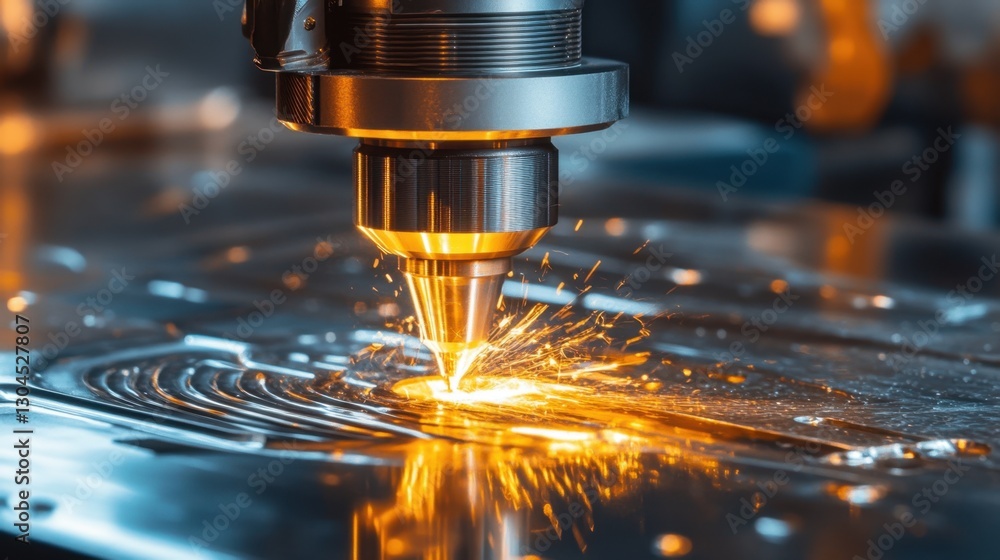Poster high-accuracy cnc micro-machining tool fabricating tiny mechanical parts.