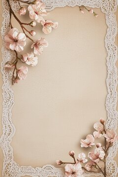 Abstract lace borders flower accents background poster template