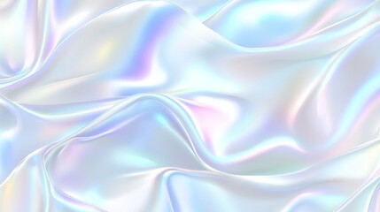 Obraz premium Iridescent background with a white satin fabric texture, a holographic iridescent effect, and pastel colors. abstract design for presentation, mockup, or wallpaper.