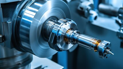 High-speed CNC metalworking machine processing titanium components.