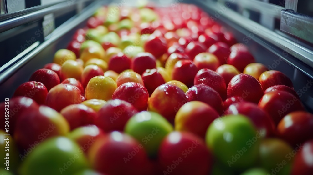 Poster high-tech food processing line sorting and packaging fresh produce.