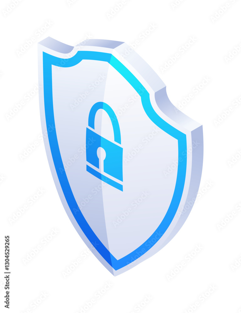 Aufkleber security isometric. shield icon, future technology for verification. cyber security and data protect
