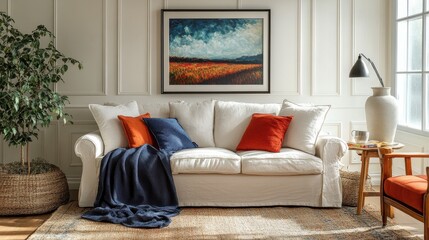 Naklejka premium A pristine white frame, a blank canvas for your creative masterpiece, poised to capture your cherished memories or showcase your latest artwork.