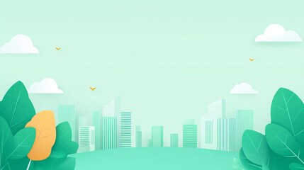 Obraz premium Urban serenity cityscape digital illustration green environment aerial view calm concept